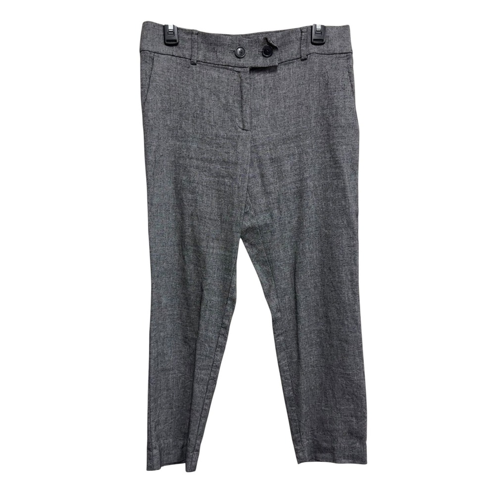 LOFT Petites‎ Gray Linen Blend Slim Ankle Career Dress Pants Women's 6P